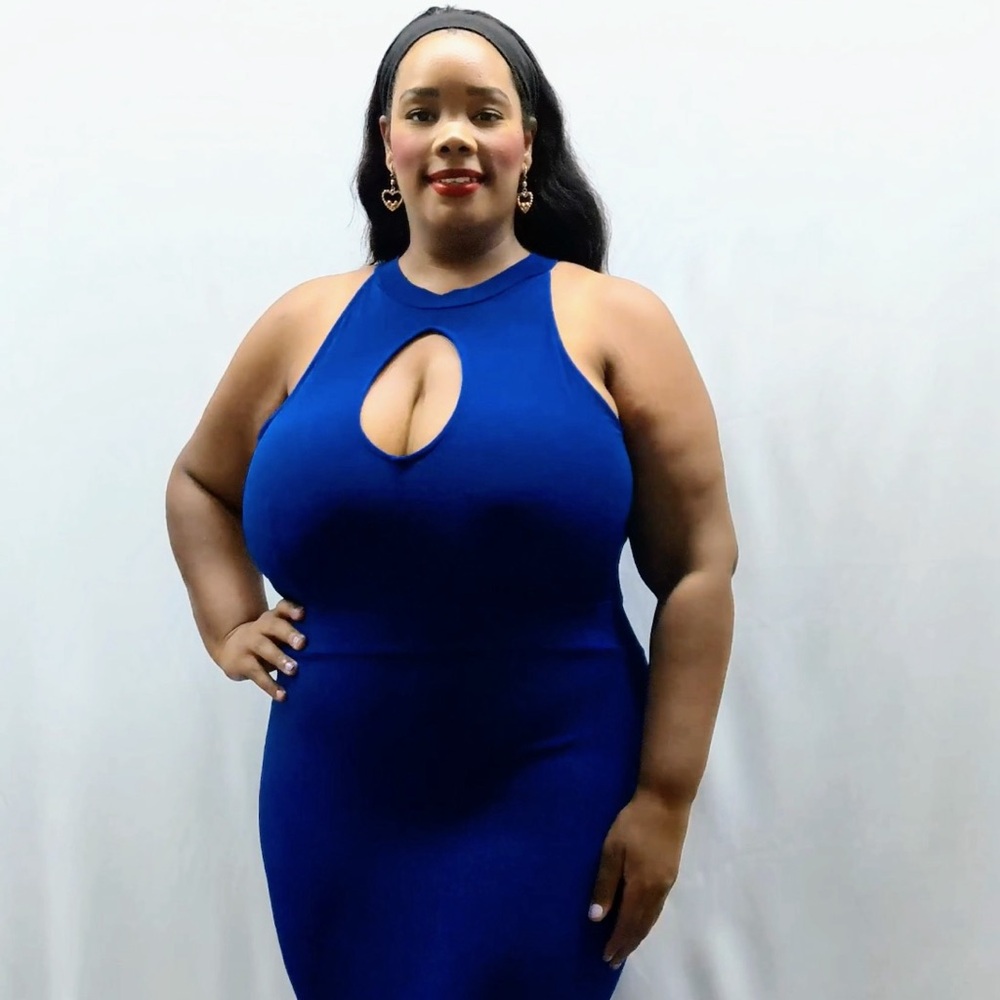Elegant Blue Sleeveless Dress